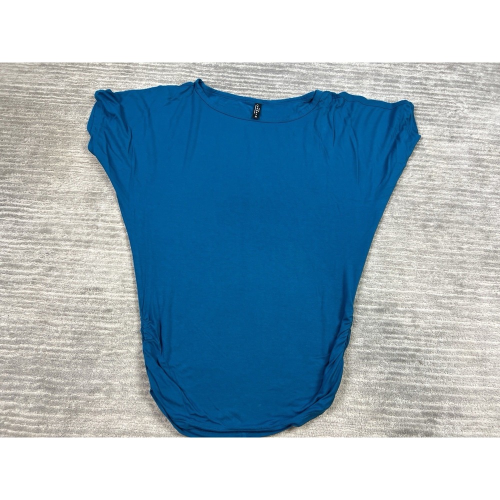 Made By Johnny Top Womens Medium Blue Dolman Short Sleeve Rayon Blend Tunic